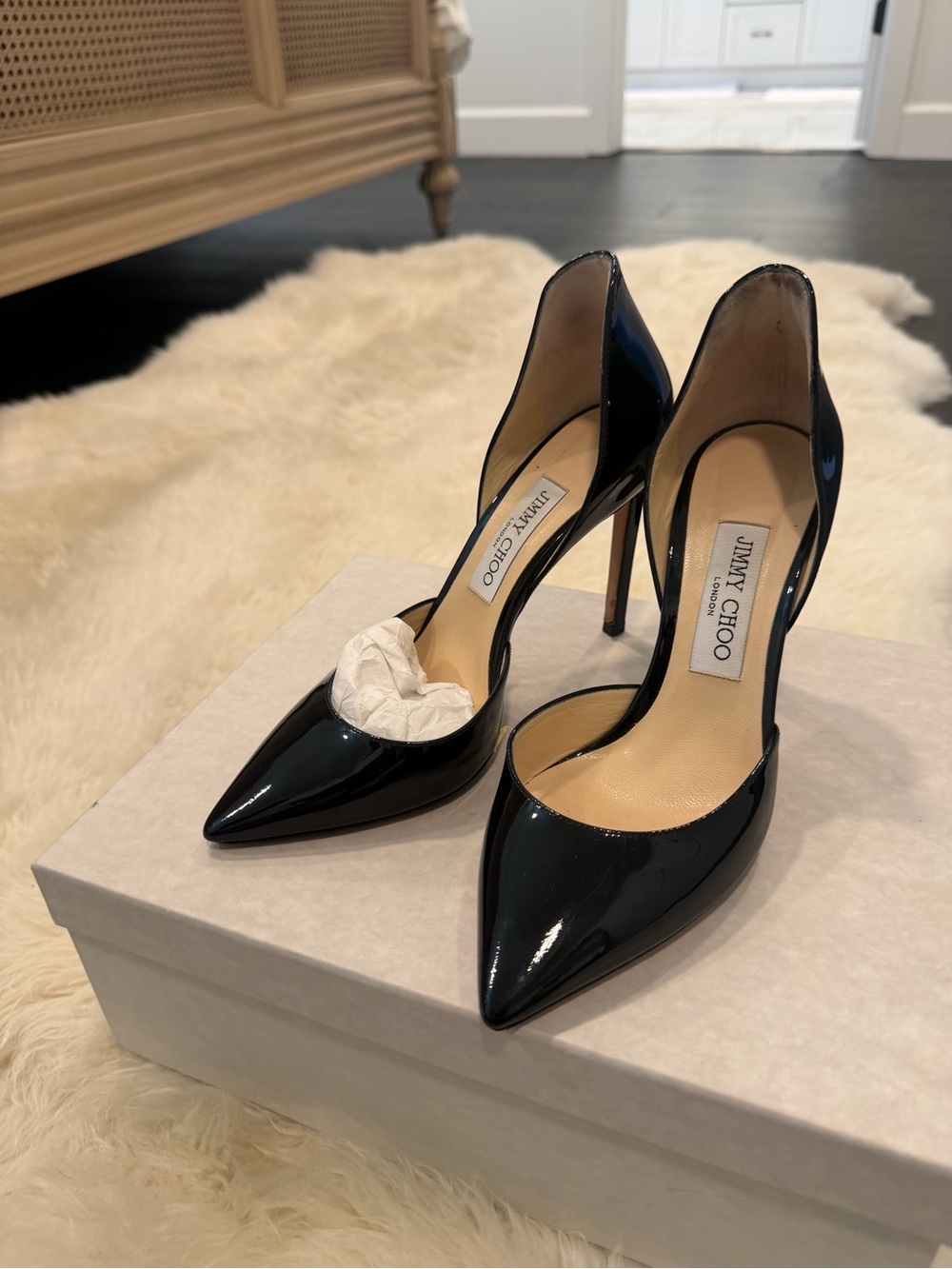 Jimmy Choo Black Patent Leather Pointed Toe Stilettos - Picture 4 of 6